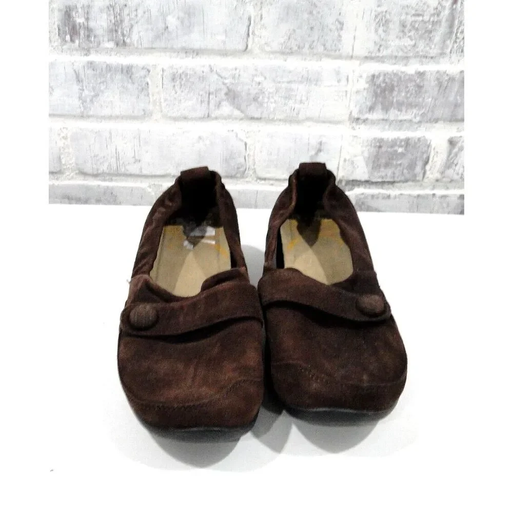Dansko CAROL Brown Suede‎ Wedge Slip-On Flat Shoes / Size 38